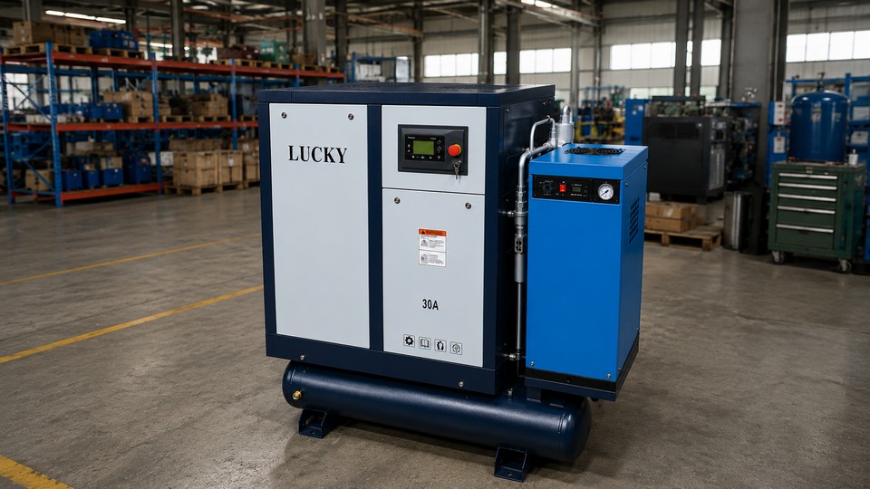 ảnh xưởng MÁY NÉN KHÍ TRỤC VÍT TÍCH HỢP BIẾN TẦN LUCKY 20A