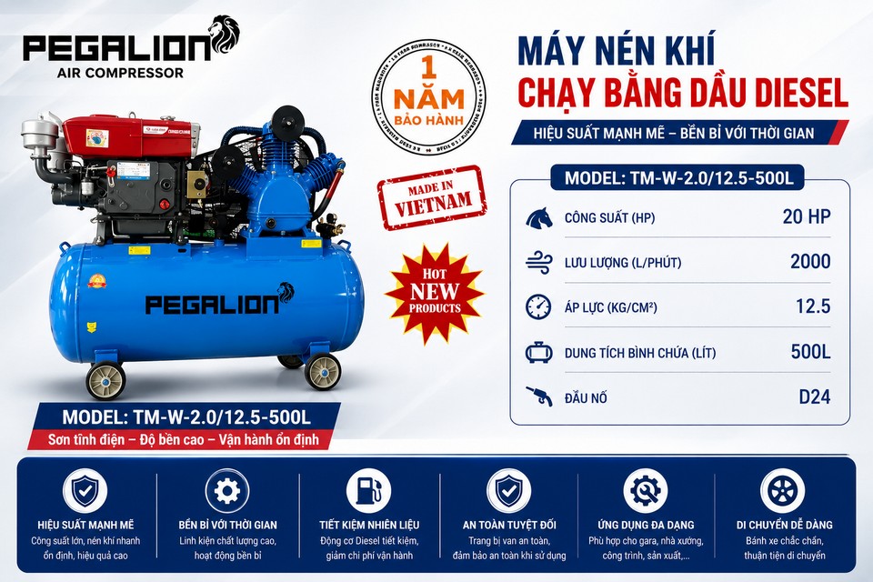 Máy nén khí Pegalion TM- W-2.0/12.5- 500L